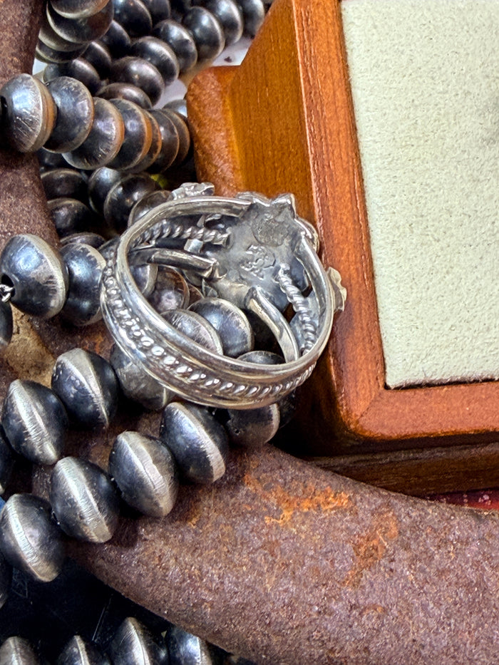 Running Bear Navajo Turquoise and Sterling Silver Ring size 8