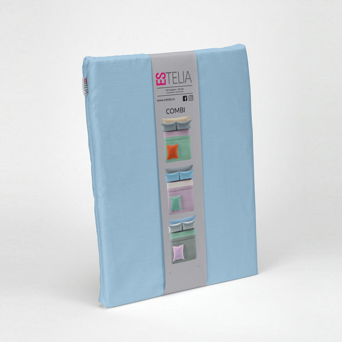 Sábana encimera algodón azul celeste presentación en bolsa de tela
