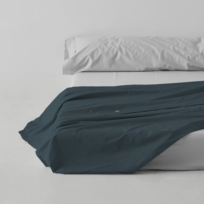 Sábana encimera algodón poliéster gris escena de cama
