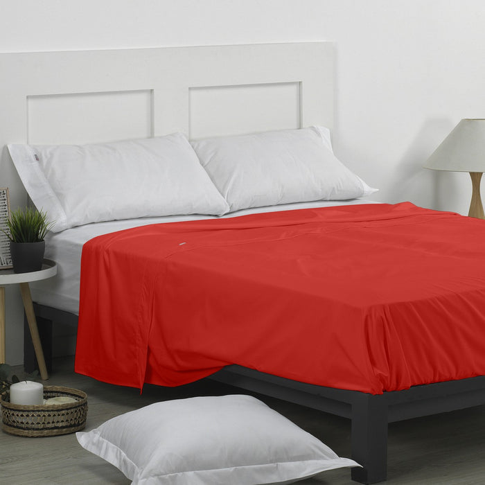 Sábana encimera 50/50 rojo amapola escena de cama