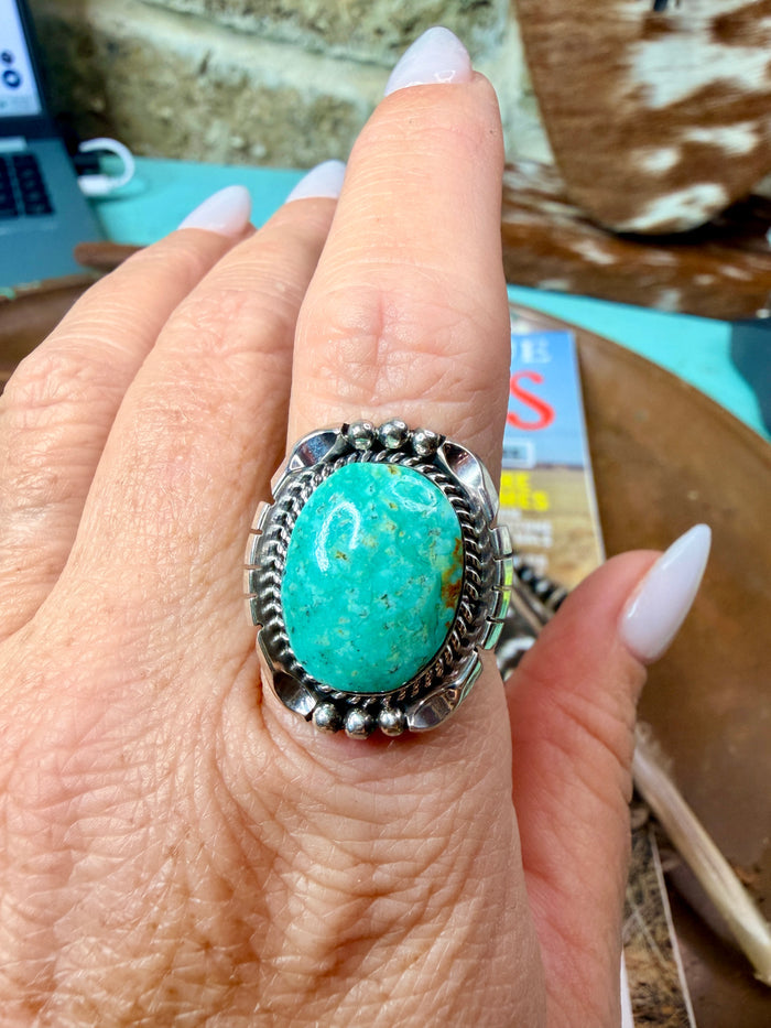 Samuel Yellowhair Native Turquoise Ring size 8