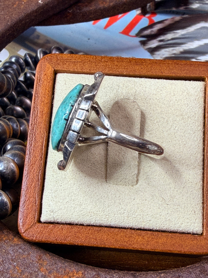 Samuel Yellowhair Native Turquoise Ring size 8