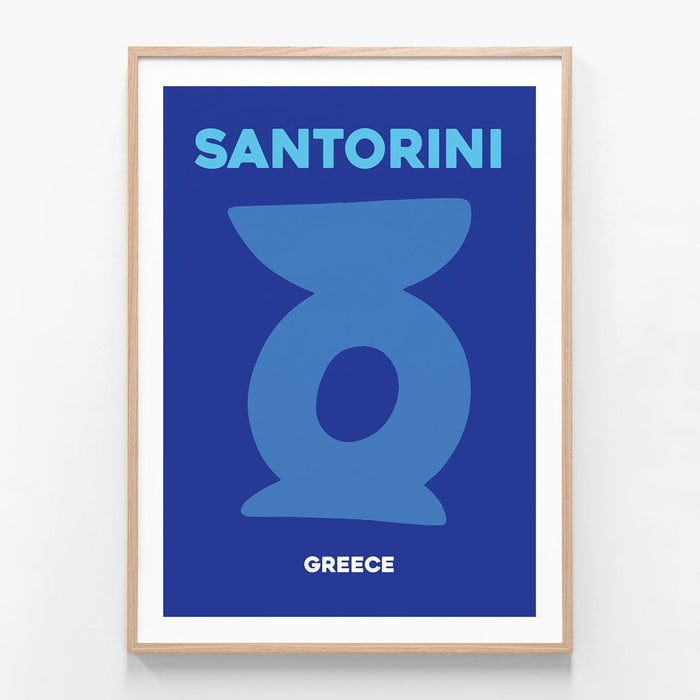 Santorini Greece oak framed art print