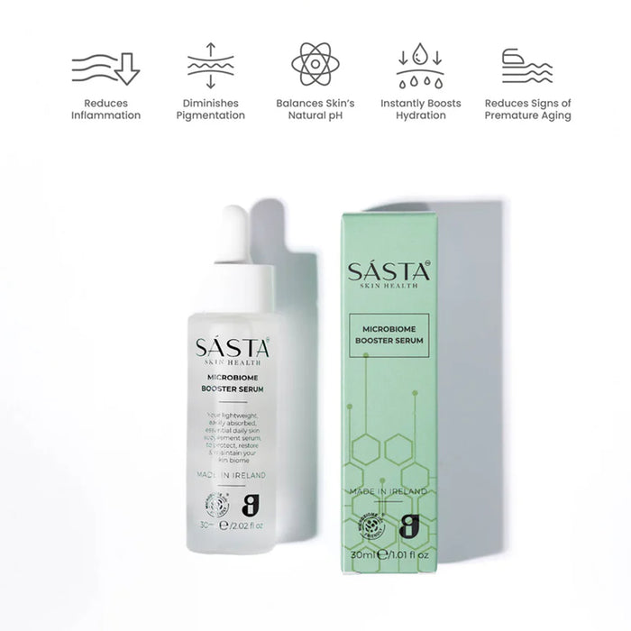 Sasta Microbiome Booster Serum with packaging on a white background
