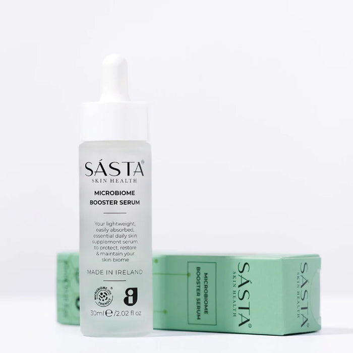 SASTA Microbiome Booster Serum with packaging on a white background