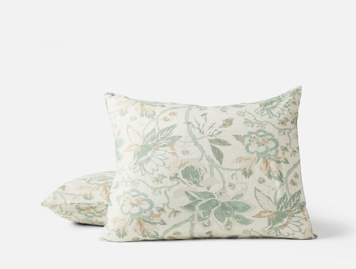 Sea Bloom Print Sham - Coyuchi | Natural w/Sage