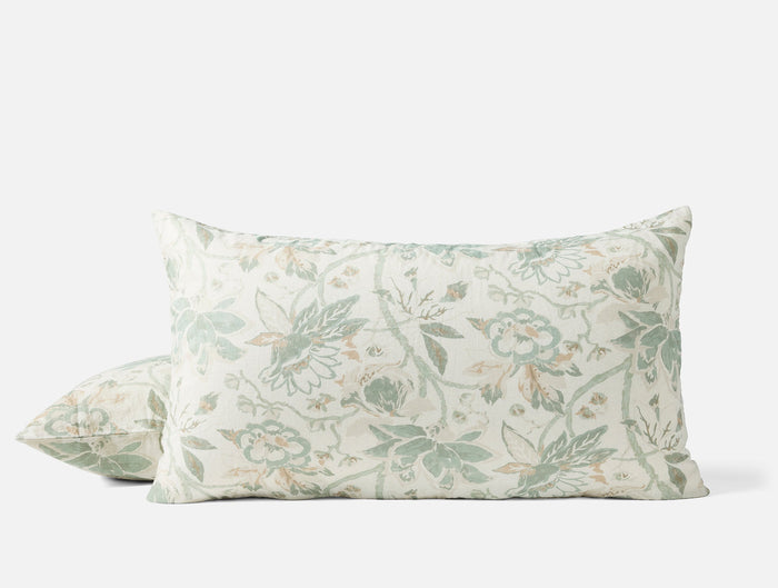 Sea Bloom Print Sham - Coyuchi | Natural w/Sage