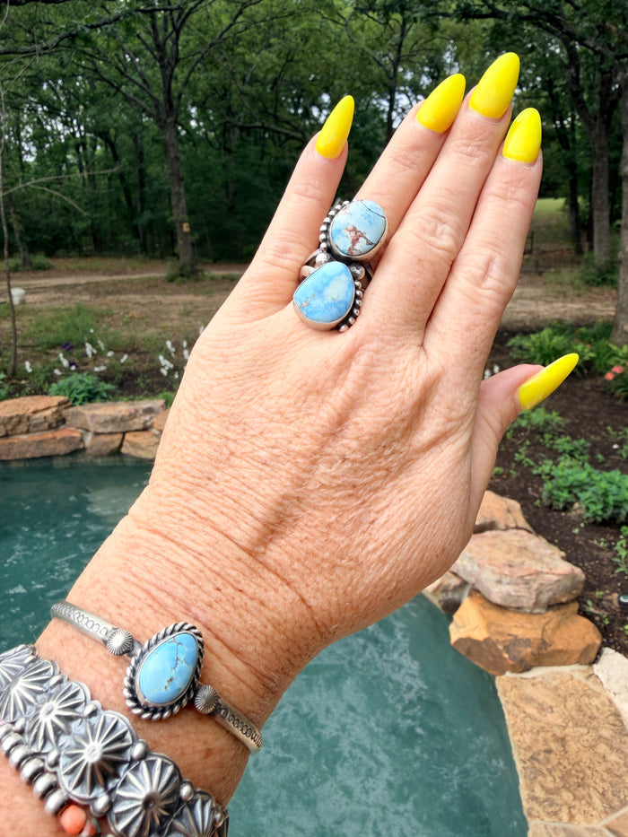 Sheila Becent Golden Hills Turquoise
Sterling Silver Ring Size 8