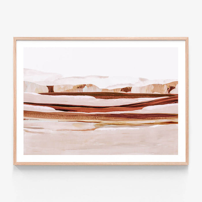 A framed abstract art print titled 'Sienna Landscape'