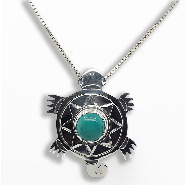 Silver and Turquoise Turtle Pendant