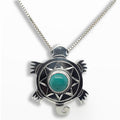Silver and Turquoise Turtle Pendant