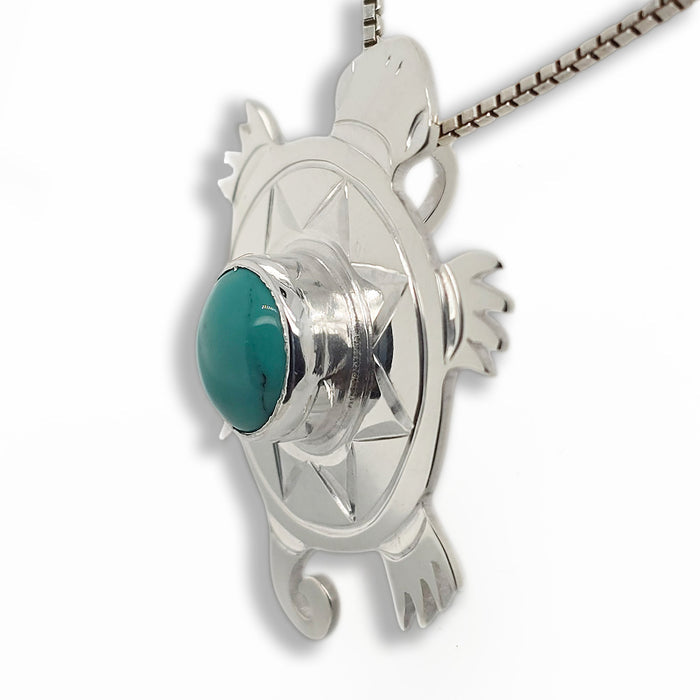 Silver and Turquoise Turtle Pendant