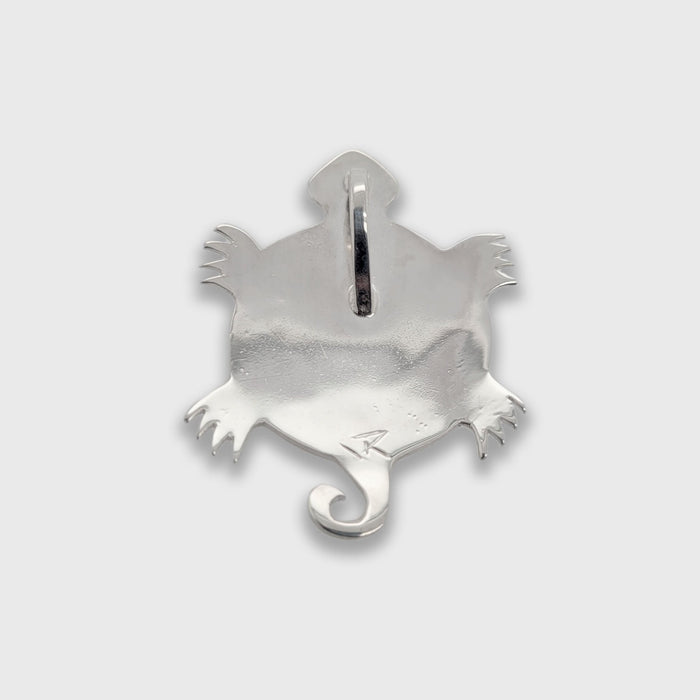 Silver and Turquoise Turle Pendant by Cree artist Justin Rivard