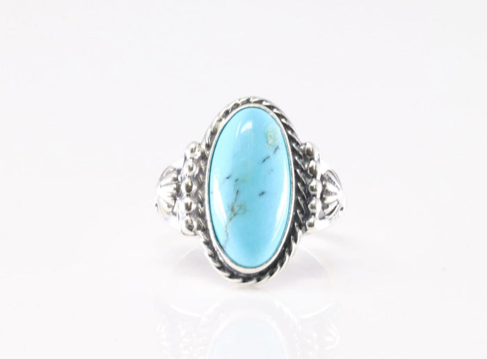 Size 5.5 Blue Kingman Turquoise Sterling Silver Ring Samuel Yellowhair Navajo