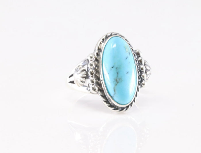Size 5.5 Blue Kingman Turquoise Sterling Silver Ring Samuel Yellowhair Navajo