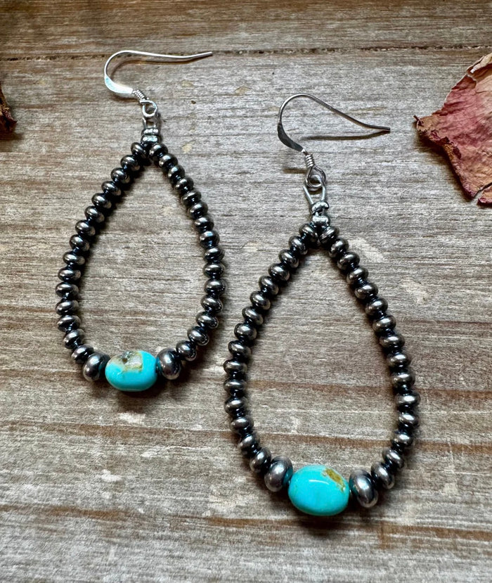 Sleeping Beauty Turquoise Teardrop Earrings – Sterling Silver