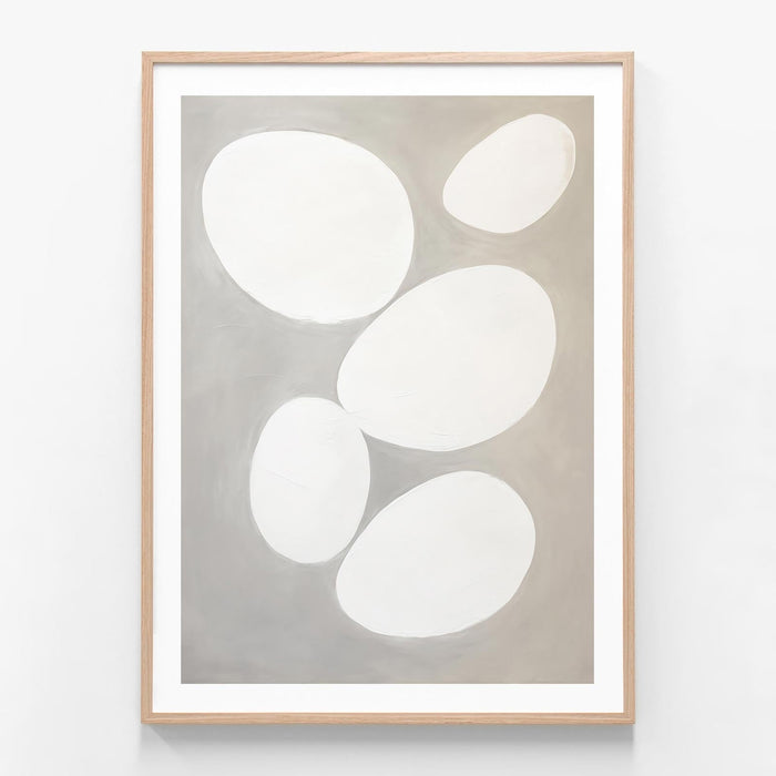 Smooth Pebbles 3 oak framed print