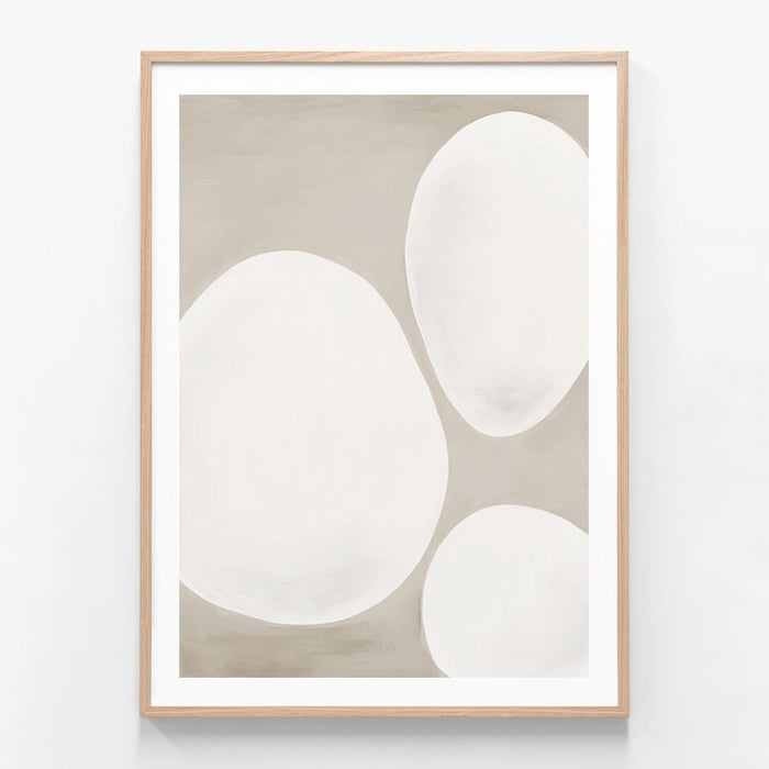 Smooth Pebbles 4 oak framed print