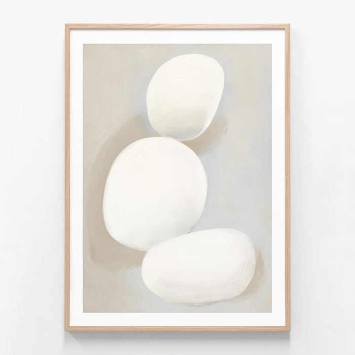 Smooth Pebbles oak framed print