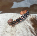 Stamped Copper Oxidized Cuff by Jerrold Tahe