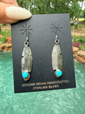 Sterling Silver and Turquoise Genevieve Francisco Feather Earrings