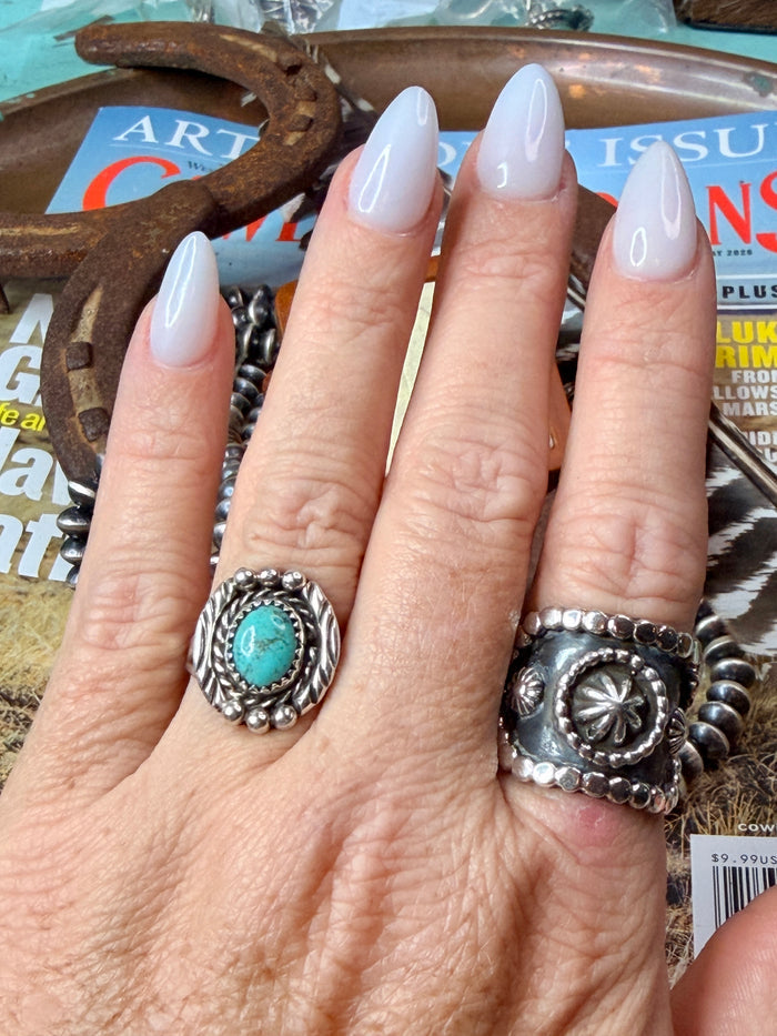 Sterling Silver and Turquoise Ring stamped B, size 7