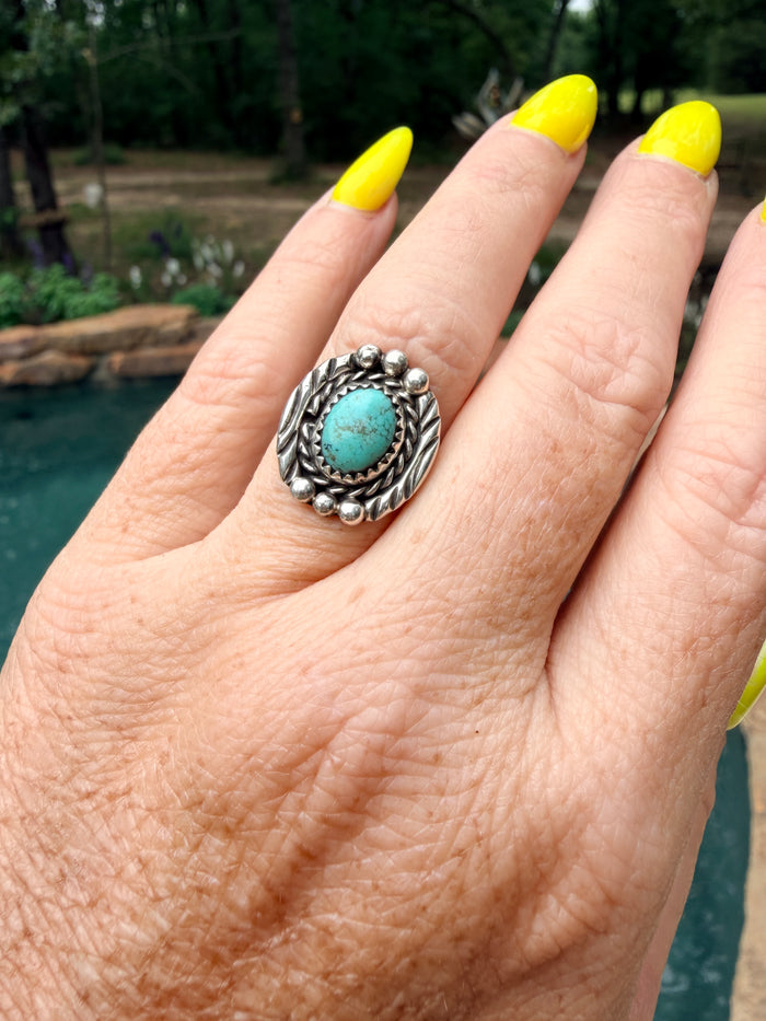 Sterling Silver and Turquoise Ring stamped B, size 7