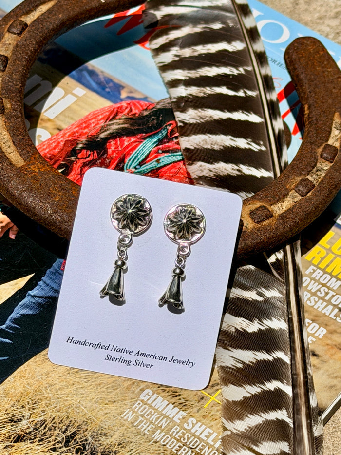 Sterling Silver Concho Blossom Earrings