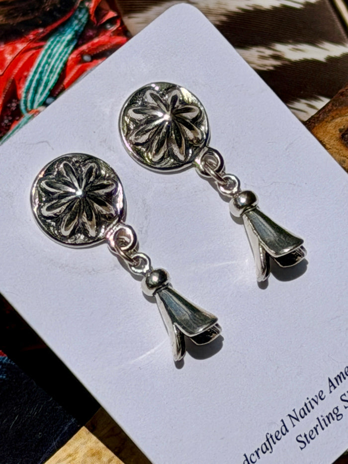Sterling Silver Concho Blossom Earrings