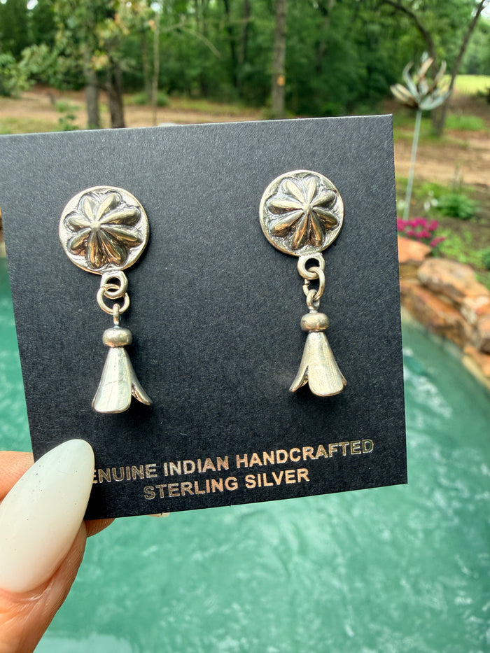 Sterling Silver Concho Blossom Earrings