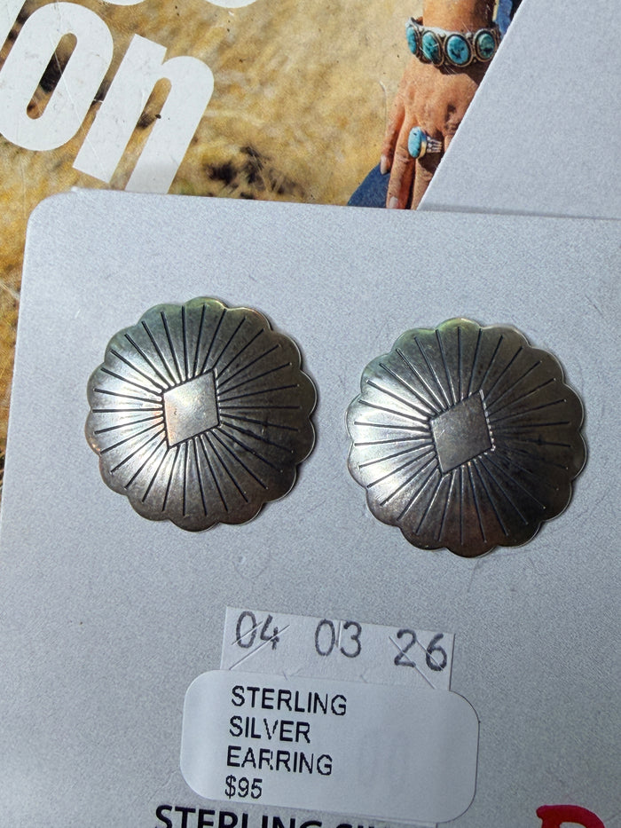 Sterling Silver Concho Earrings
