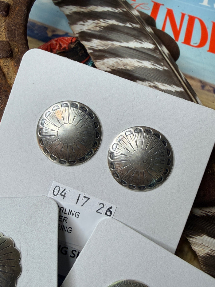 Sterling Silver Concho Earrings