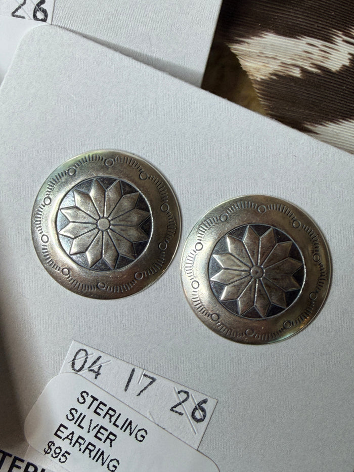 Sterling Silver Concho Earrings