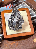 Sterling Silver Desert Flowers and Foliage Navajo Ring by Harry Yazzie