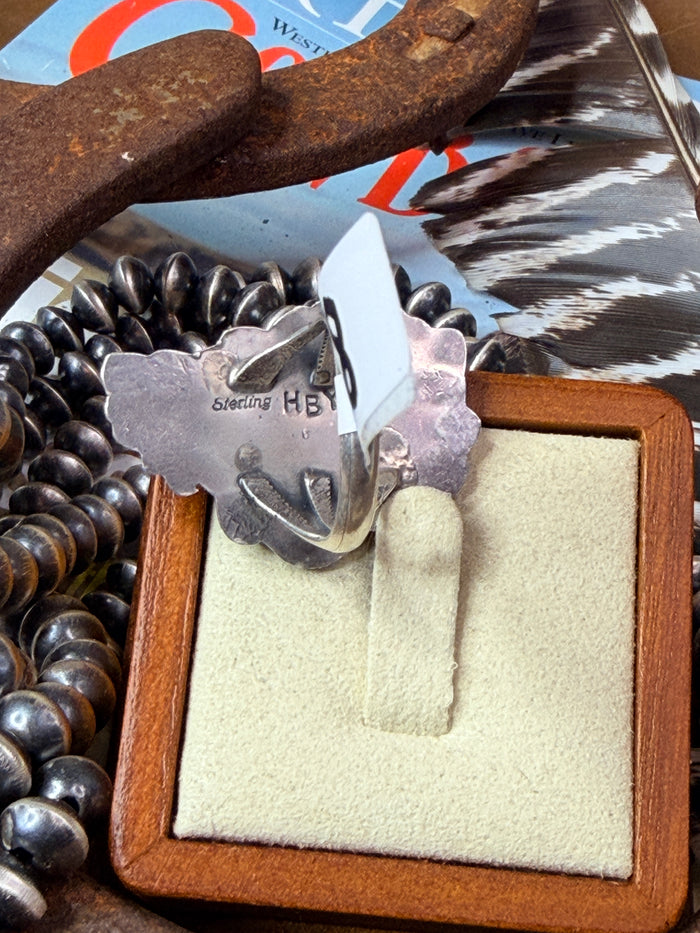 Sterling Silver Desert Flowers and Foliage Navajo Ring by Harry Yazzie