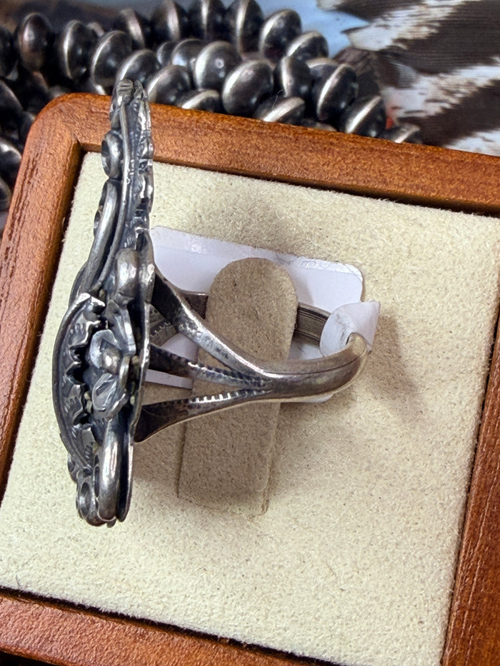 Sterling Silver Desert Flowers and Foliage Navajo Ring by Harry Yazzie