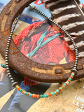 Sterling Silver Pearl Necklace with Turquoise & Spiny Oyster Heishi