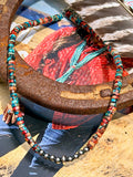 Sterling Silver Pearls choker and Pink and blue sea sediment Heishi