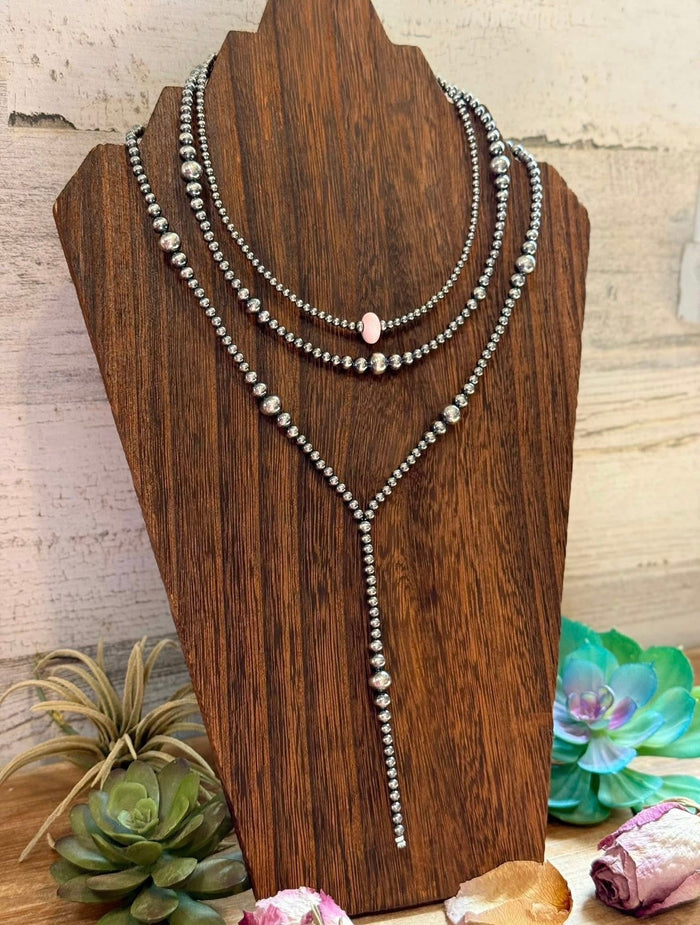 Sterling Silver Pink Conch Saucer Necklace