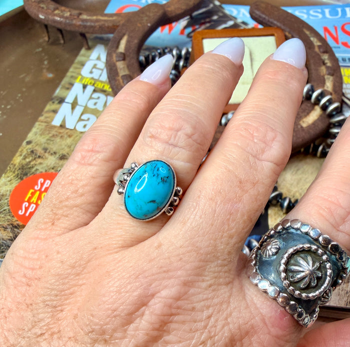 Sterling Silver Turquoise Ring By Jerryson Henio size 7
