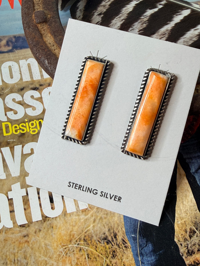 Steve Francisco Orange Spiny Earrings