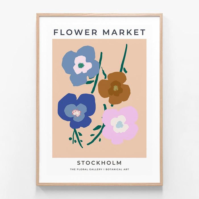 Stockholm Flower Market 2 oak framed print