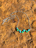 Striking Native Made Green and Bright Blue Turquoise Sterling Silver Necklace by David Lopez