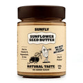 Jar of Sunfly sunflower seed butter on a white background
