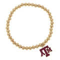 Texas A&M Aggies Ball Bead Stretch Bracelet in Satin Gold