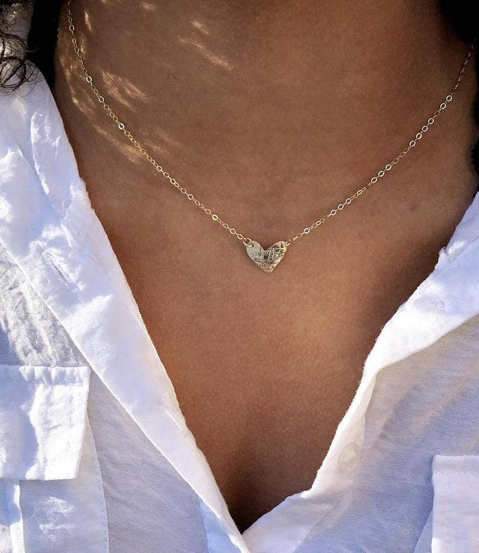 Tiny Textured Heart Necklace