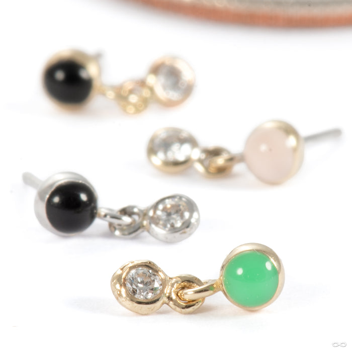 Toned Warmer Press-fit End in Gold from Pupil Hall with assorted stones
