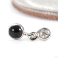 Toned Warmer Press-fit End in 14k White Gold with Black Enamel & Diamond from Pupil Hall