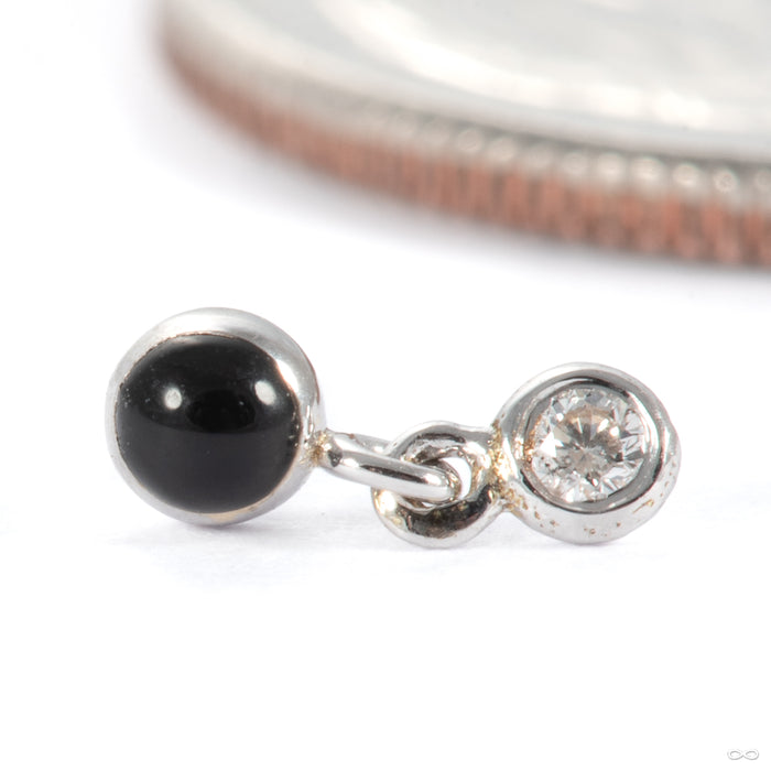 Toned Warmer Press-fit End in 14k White Gold with Black Enamel & Diamond from Pupil Hall