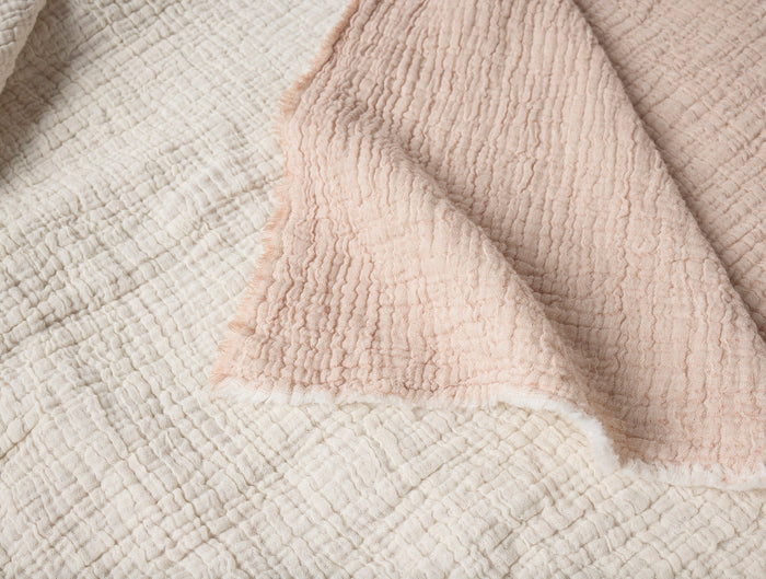 Topanga Organic Matelasse Throw - Coyuchi | Praline Chambray